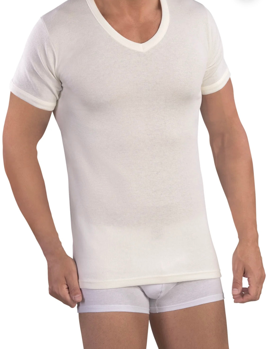 Half sleeve V-neck wool&cotton MMUB72 MABRAT