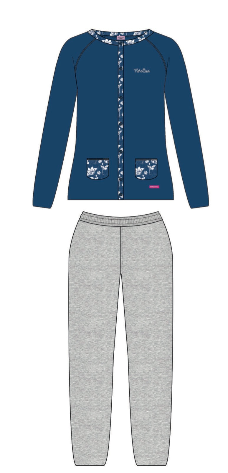 Women's warm cotton pajamas Navyblue FL17660