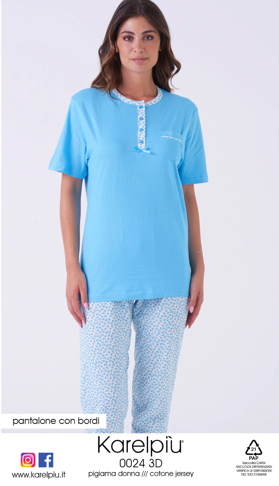 Pigiama donna cotone 3 pezzi Karelpiù 0024