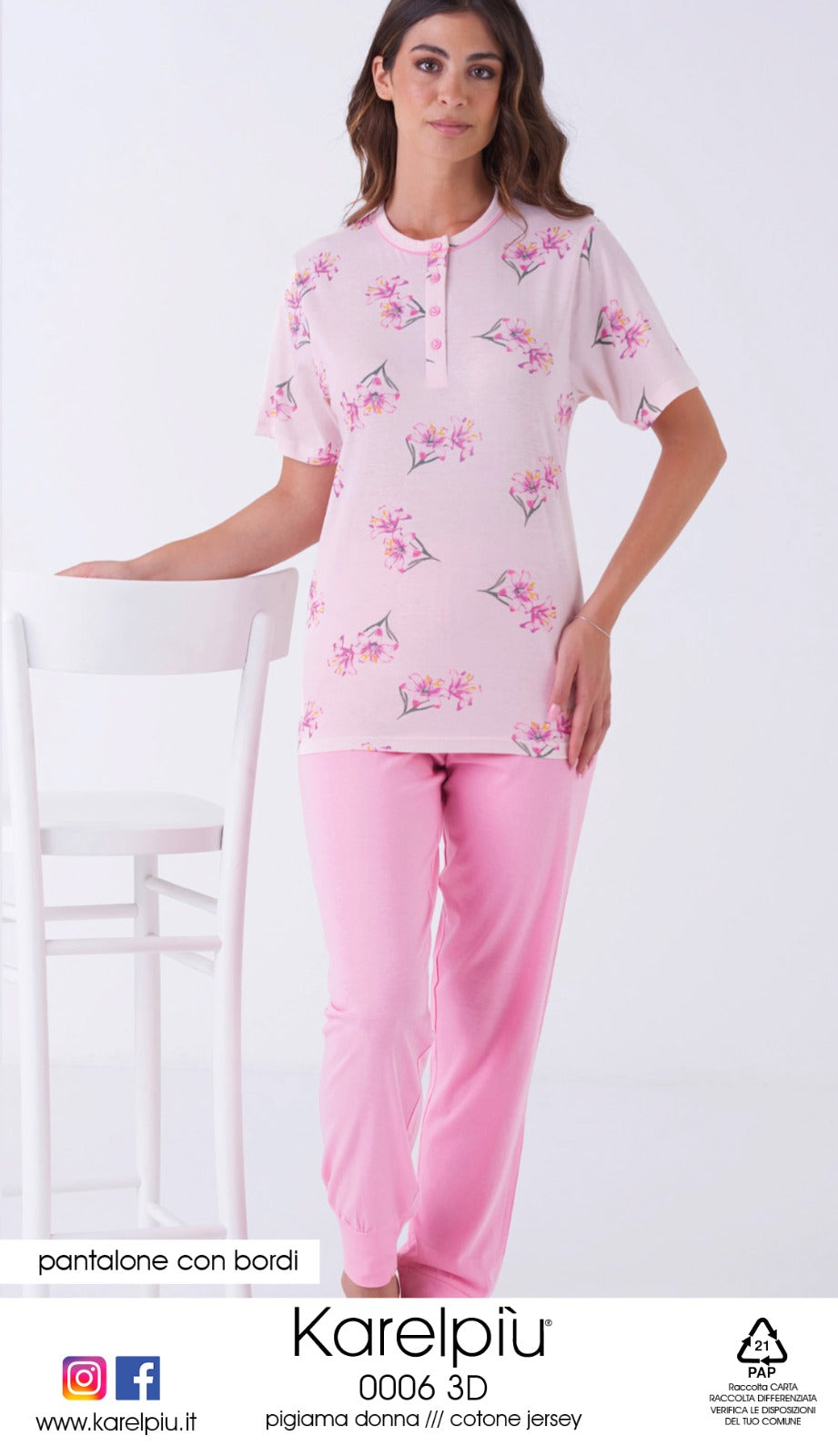 Pigiama donna cotone 3 pezzi Karelpiù 0006