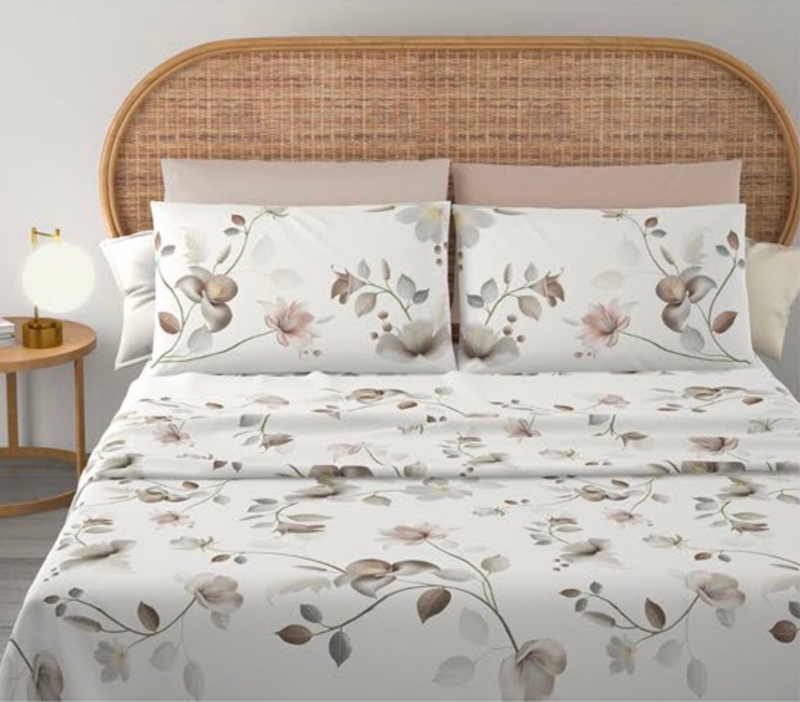 Completo letto matrimoniale stampa digitale 4 federe COTONIDEA Clara